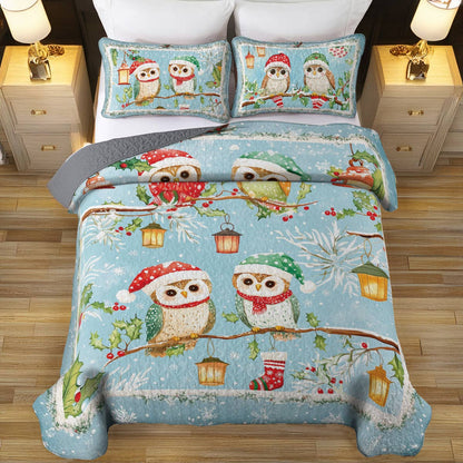 Shineful All Season Quilt 3-Piece Set Owl Christmas