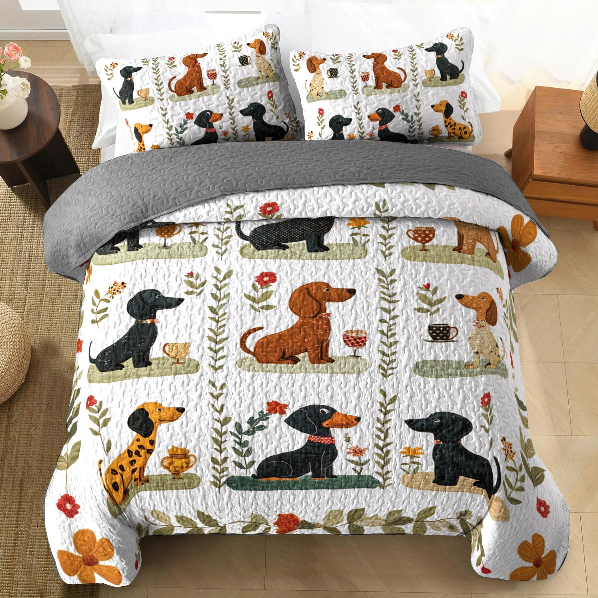 Shineful All Season Quilt 3-Piece Set Wagging Tails