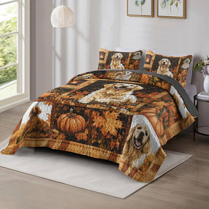 Shineful All Season Quilt 3-Piece Set - Golden Retriever - Golden Days Of Autumn