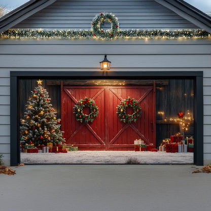 Shineful Garage Door Banner Decoration Christmas Red Barn