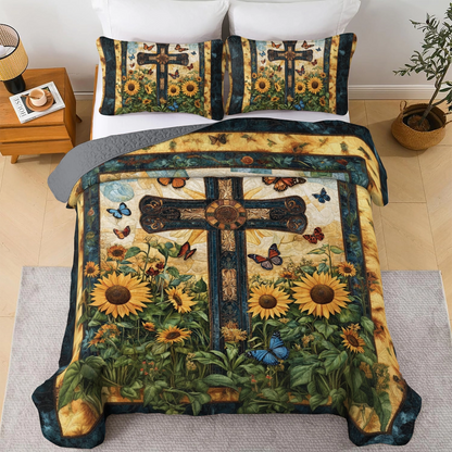 Shineful All Season Quilt 3-Piece Set Eden’s Cross Comforter