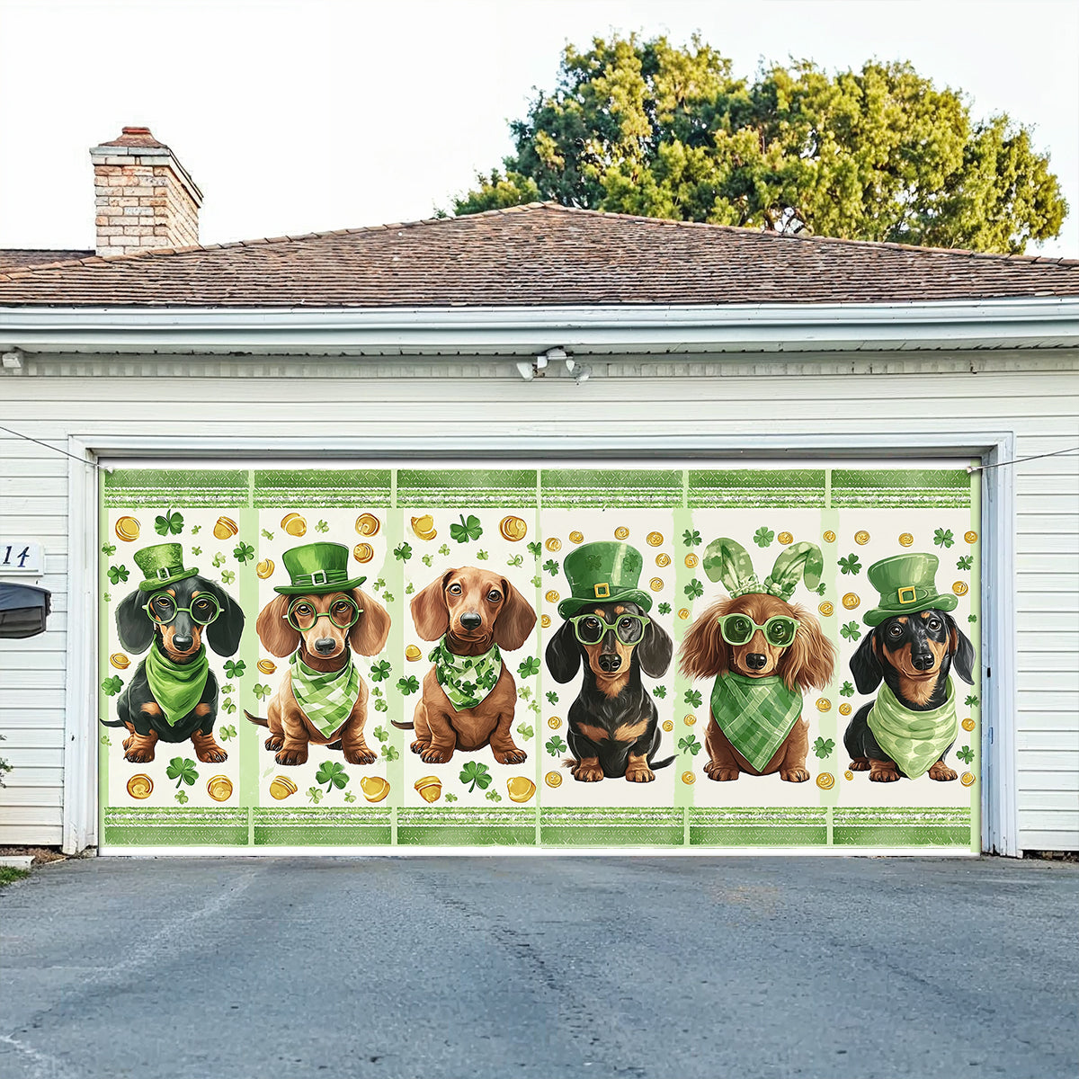 Shineful Garage Door Banner Decoration Lucky Dachshund