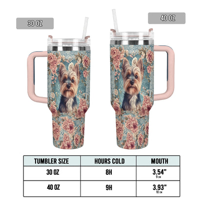 Shineful Tumbler Yorkie Rose Bloom Elegance