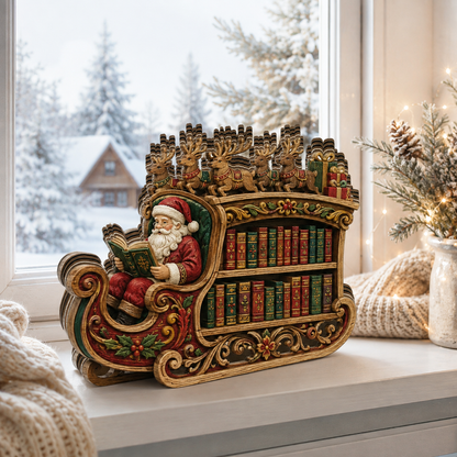 Shineful Santa Sleigh Bookshelf Custom Shape Wooden Block