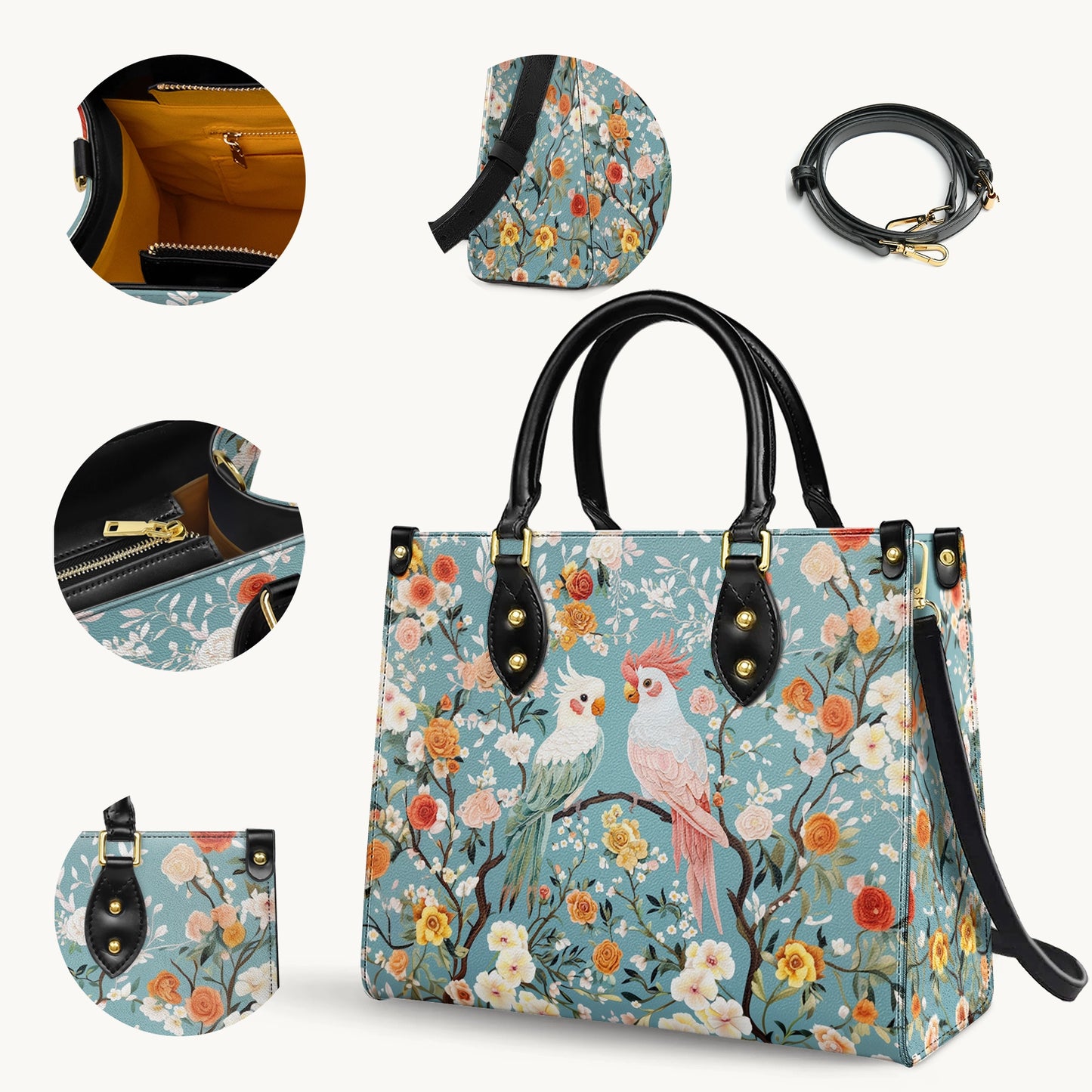 Shineful Leather Bag Floral Rosy Cockatoo