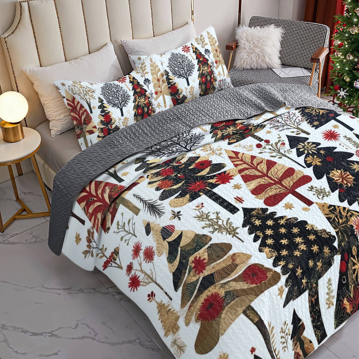 Shineful All Season Quilt 3-Piece Set Enchanting Christmas Tree