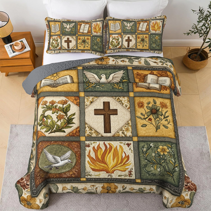 Shineful All Season Quilt 3-Piece Set God Bible Blessings Quilt