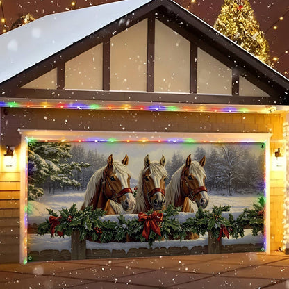 Shineful Garage Door Banner Decoration Winter Majestic Trio
