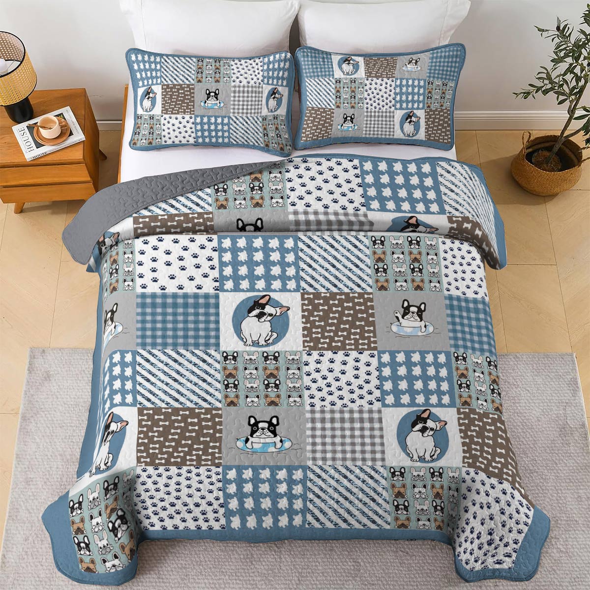 Shineful All Season Quilt 3-Piece Set Frenchie Fun