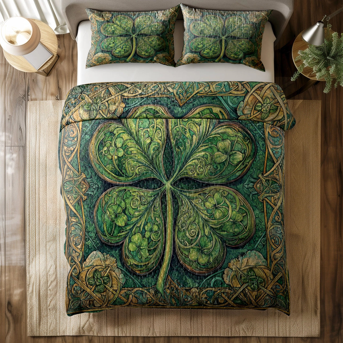 Shineful All Season Quilt 3-Piece Set - Celtic Shamrock