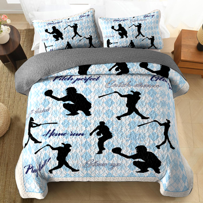 Shineful All Season Quilt 3-Piece Set - Baseball Dream Zone