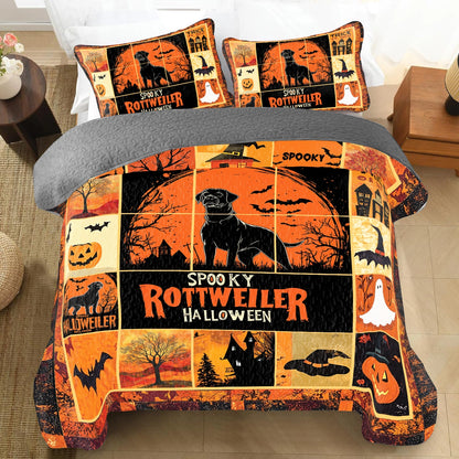 Shineful All Season Quilt 3-Piece Set - Spooky Rottweiler Halloween
