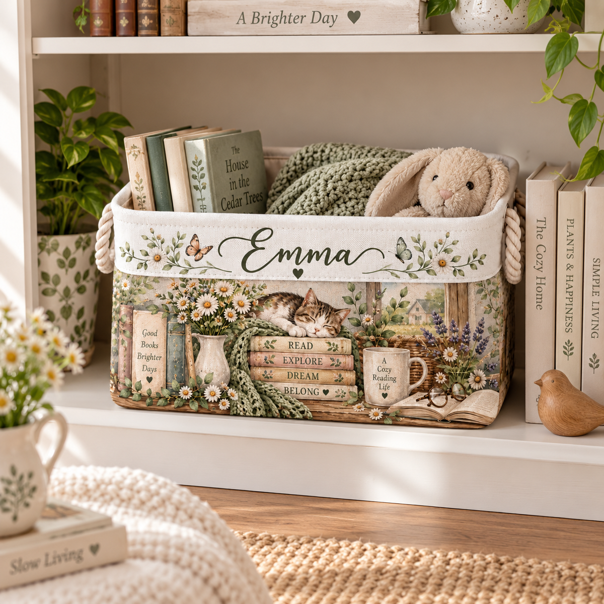 Shineful Cozy Reading Nook Book Basket
