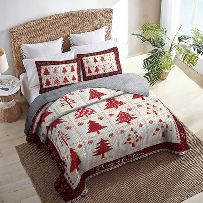 Shineful All Season Quilt 3-Piece Set - Merry Christmas Tree Patchwork