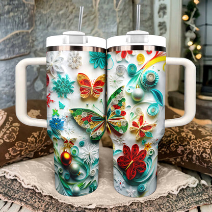 Shineful Tumbler Quilled Winter Wonderland Butterfly