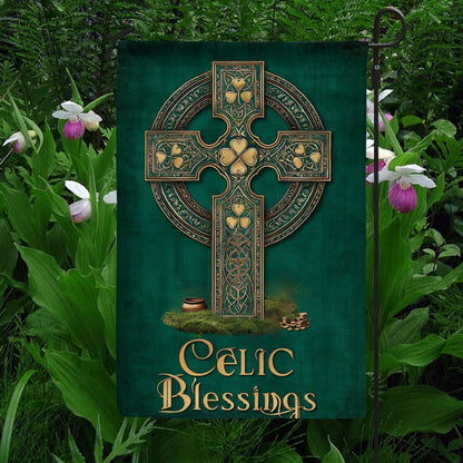 Shineful Gargen Flag 12" x 18" - Celtic Blessings Cross
