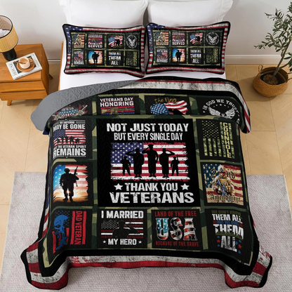 Shineful All Season Quilt 3-Piece Set - Patriotic Veterans