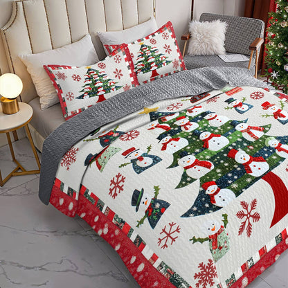Shineful All Season Quilt 3-Piece Set Stunning Christmas Tree Snowmen
