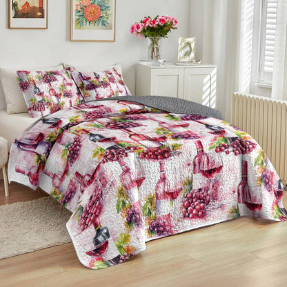 Shineful All Season Quilt 3-Piece Set Grape & Wine Bliss