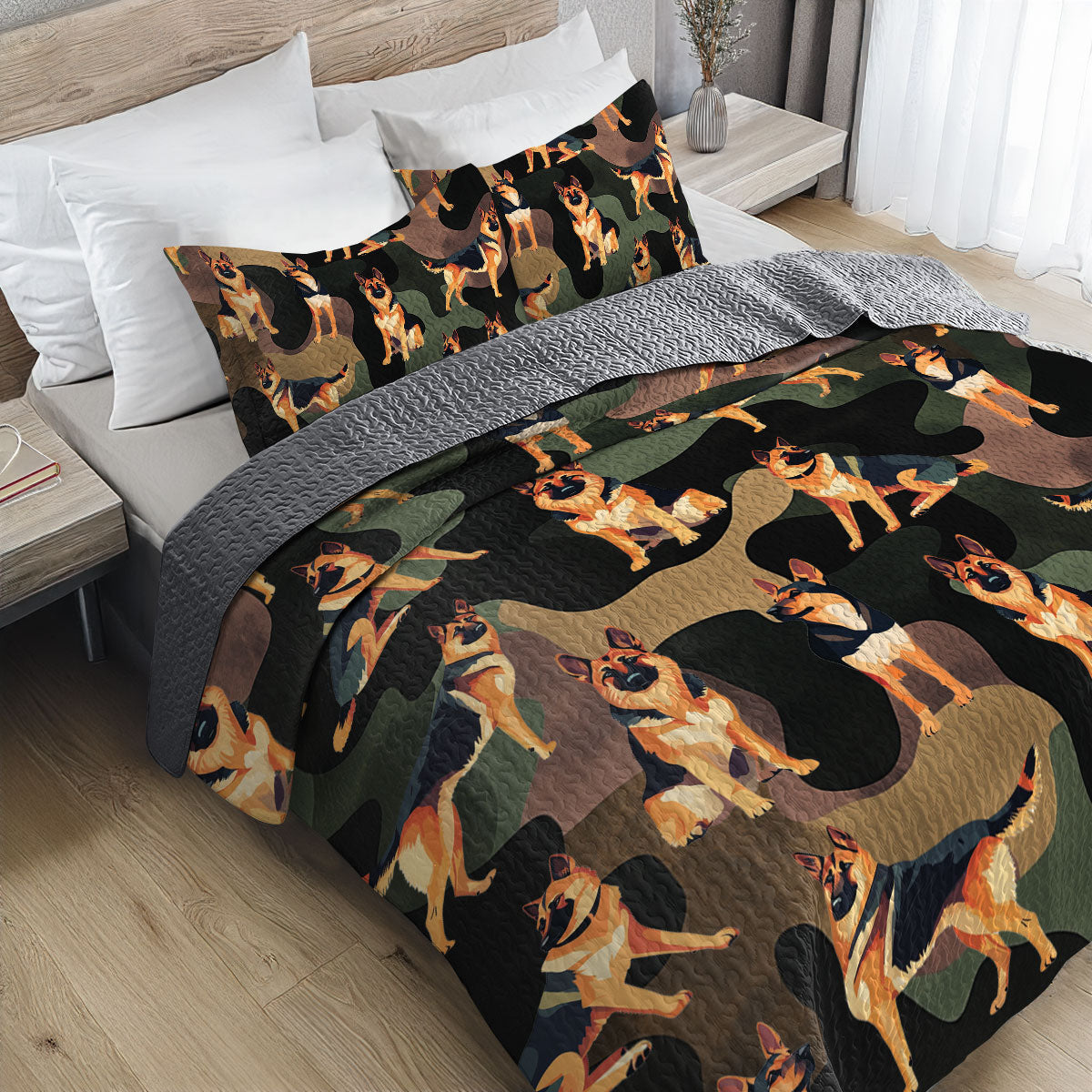 Shineful All Season Quilt 3-Piece Set Camouflage Shepherd