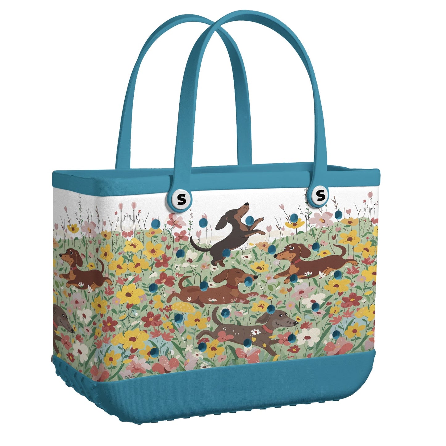 Shineful Beach Bag Dachshund In Flower Garden