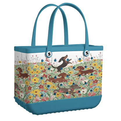 Shineful Beach Bag Dachshund In Flower Garden