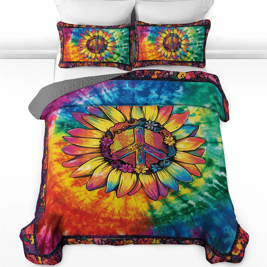 Shineful All Season Quilt 3-Piece Set Hippie Spirit Sunflower