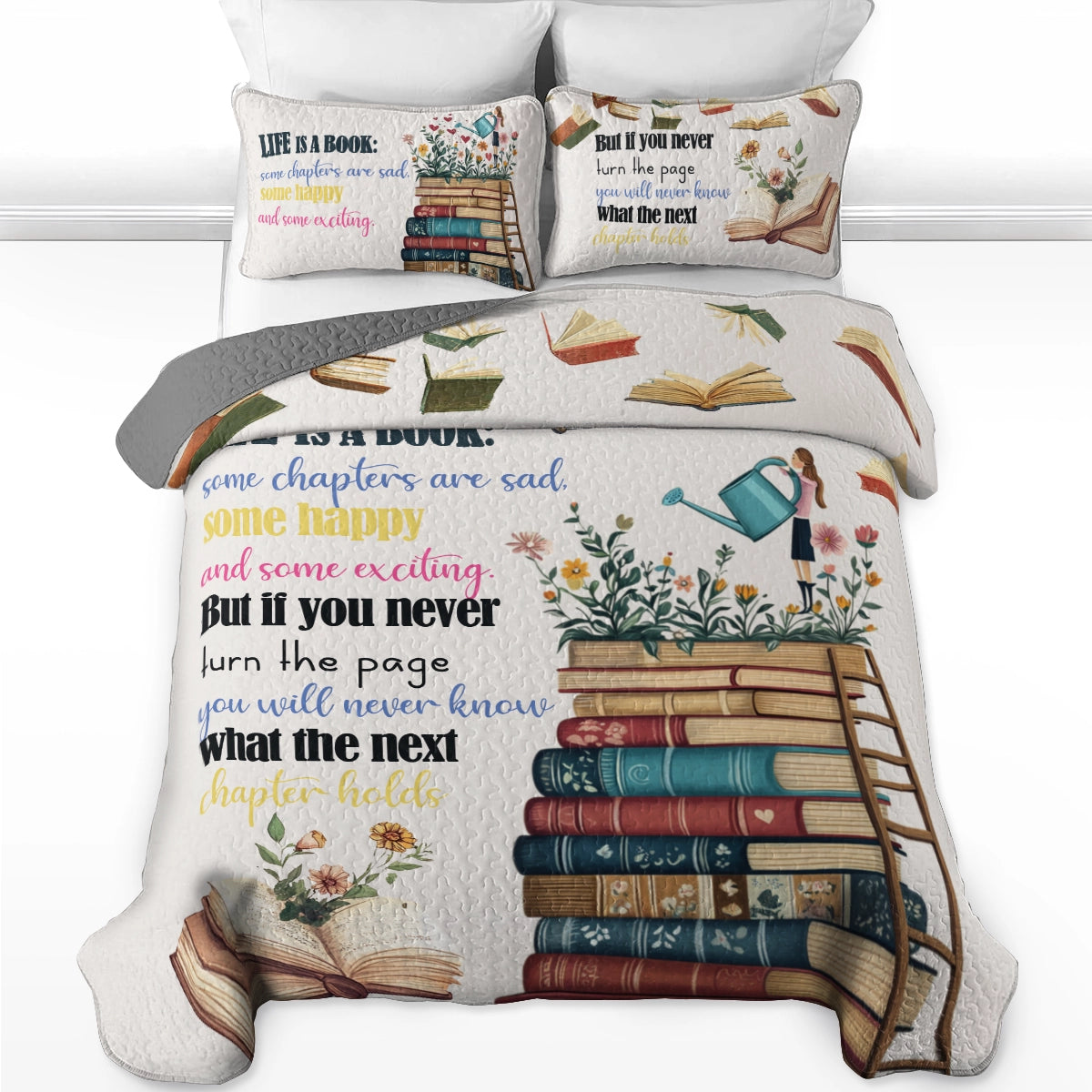 Shineful All Season Quilt 3-Piece Set Read And Grow Through Pages