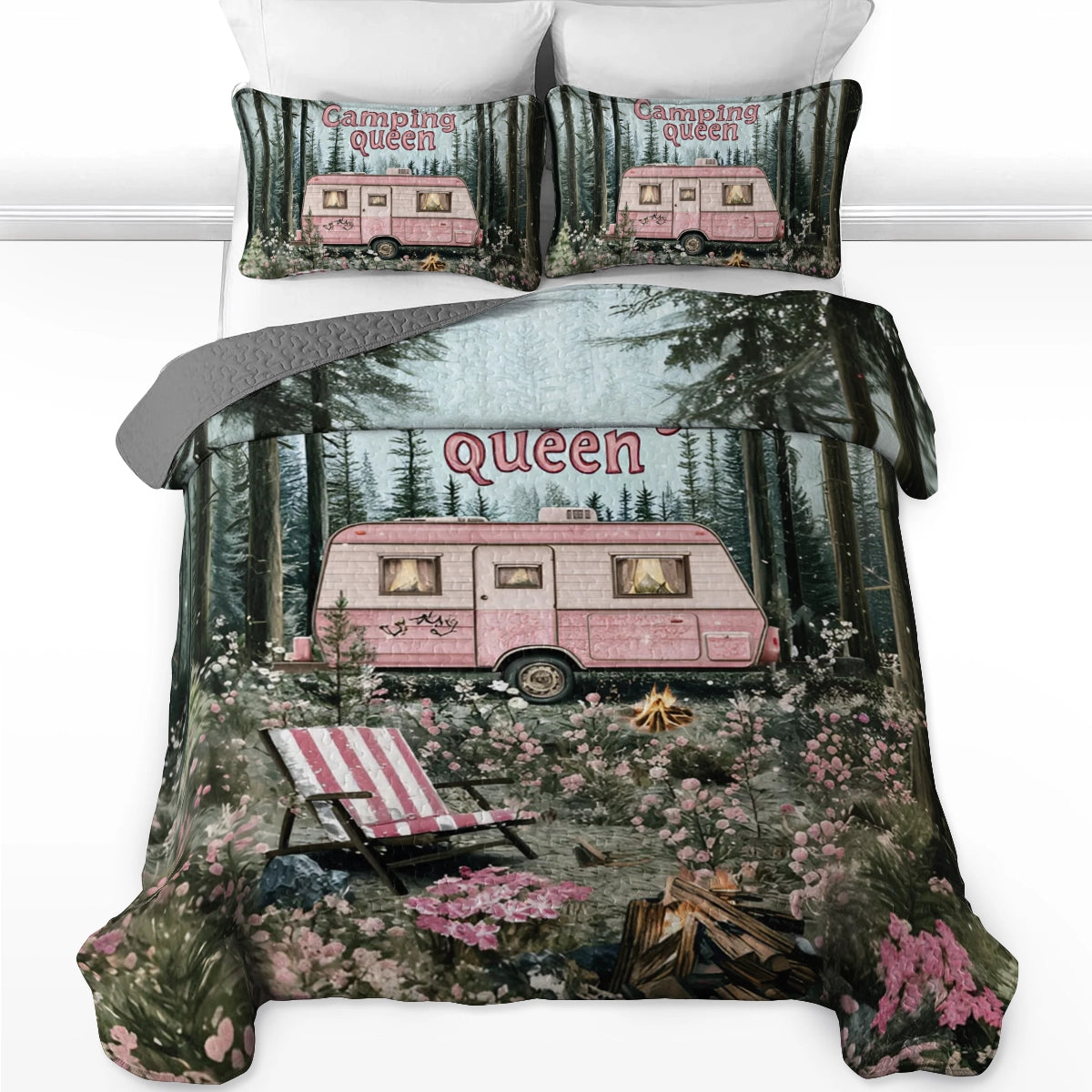 Shineful All Season Quilt 3-Piece Set Camping Queen