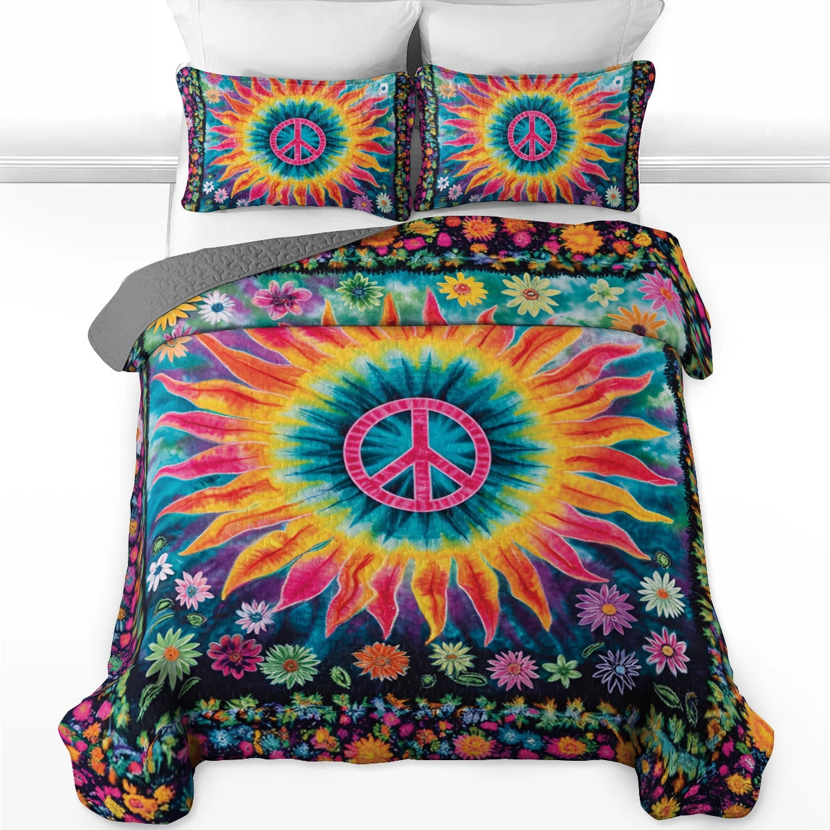 Shineful All Season Quilt 3-Piece Set Hippie Groovy Oasis
