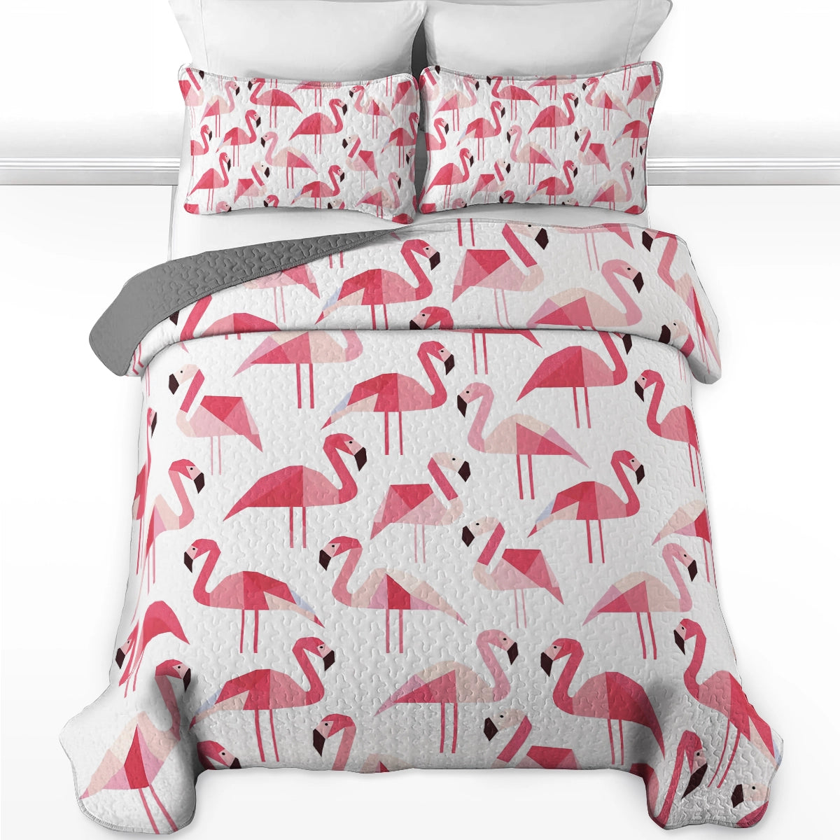 Shineful All Season Quilt 3-Piece Set Flamingo Fiesta Comforter and Sham