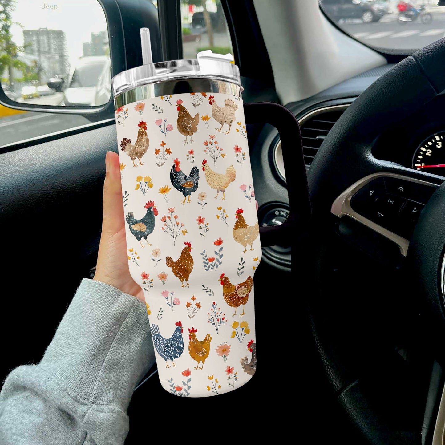 Shineful Tumbler Countryside Chicken Floral