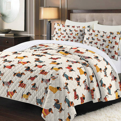 Shineful Quilt 3-Piece Set Dachshund cute 2