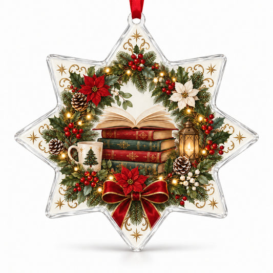 Shineful Christmas Book Wreath 2D Acrylic Ornament