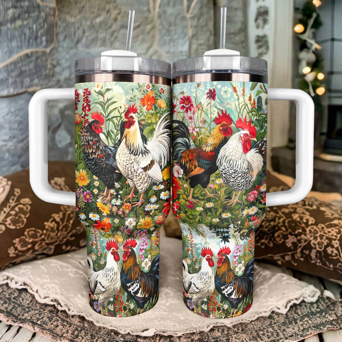 Shineful Tumbler Gorgeous Chicken With Flowers