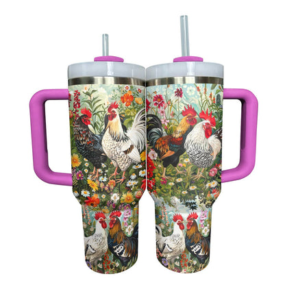 Shineful Tumbler Gorgeous Chicken With Flowers