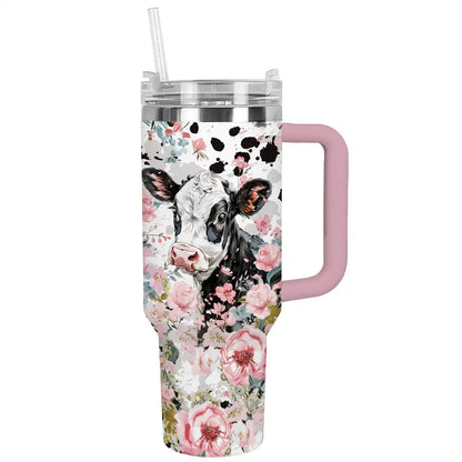 Shineful Tumbler Floral Moo Cow