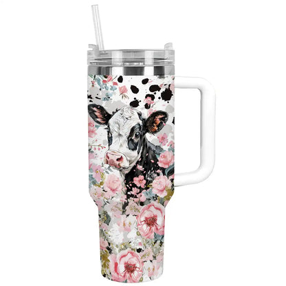 Shineful Tumbler Floral Moo Cow