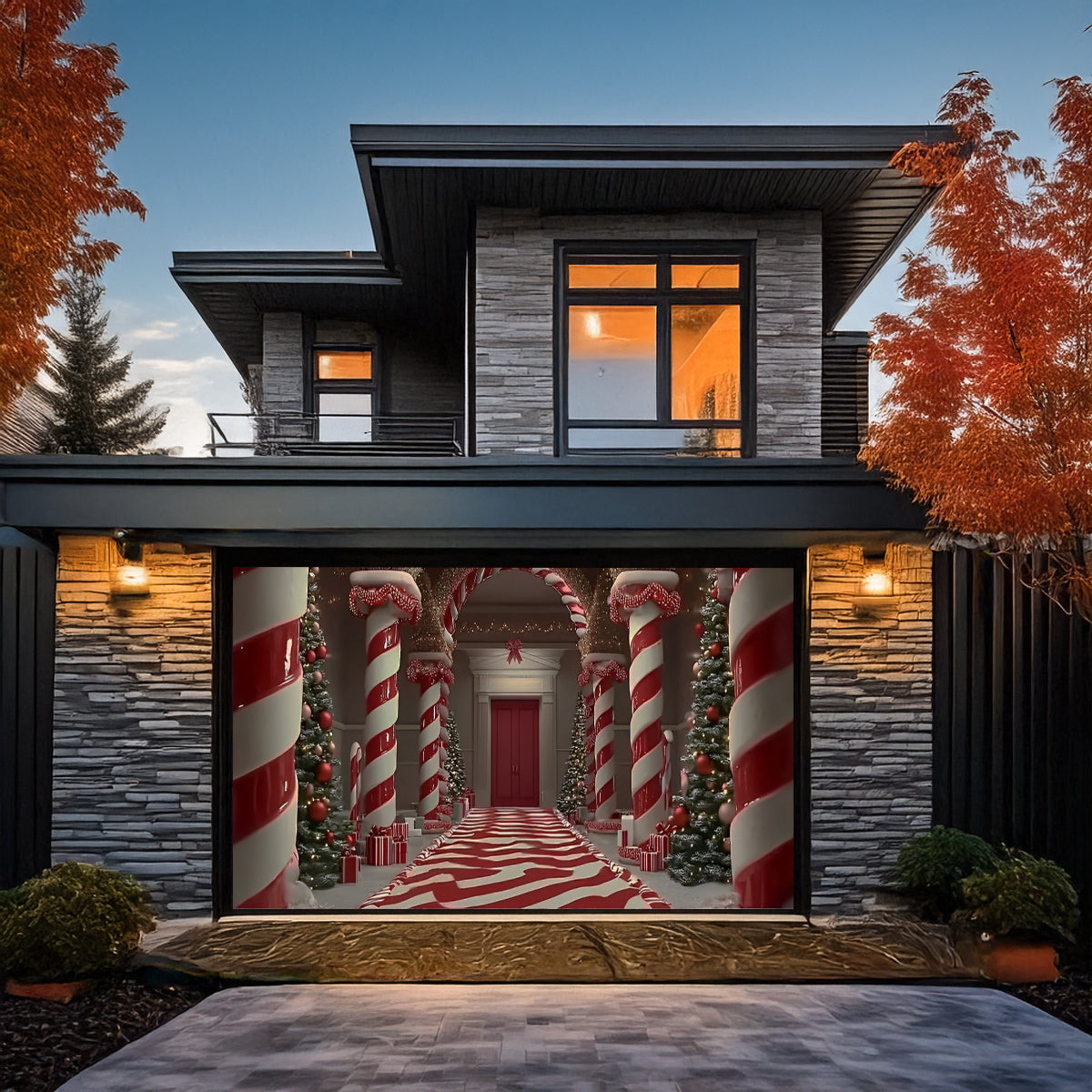 Shineful Garage Door Banner Decoration - Candy Cane Lane