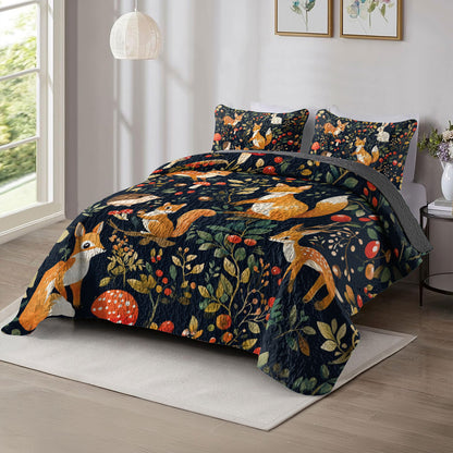 Shineful All Season Quilt 3-Piece Set Cute Animal In Forest