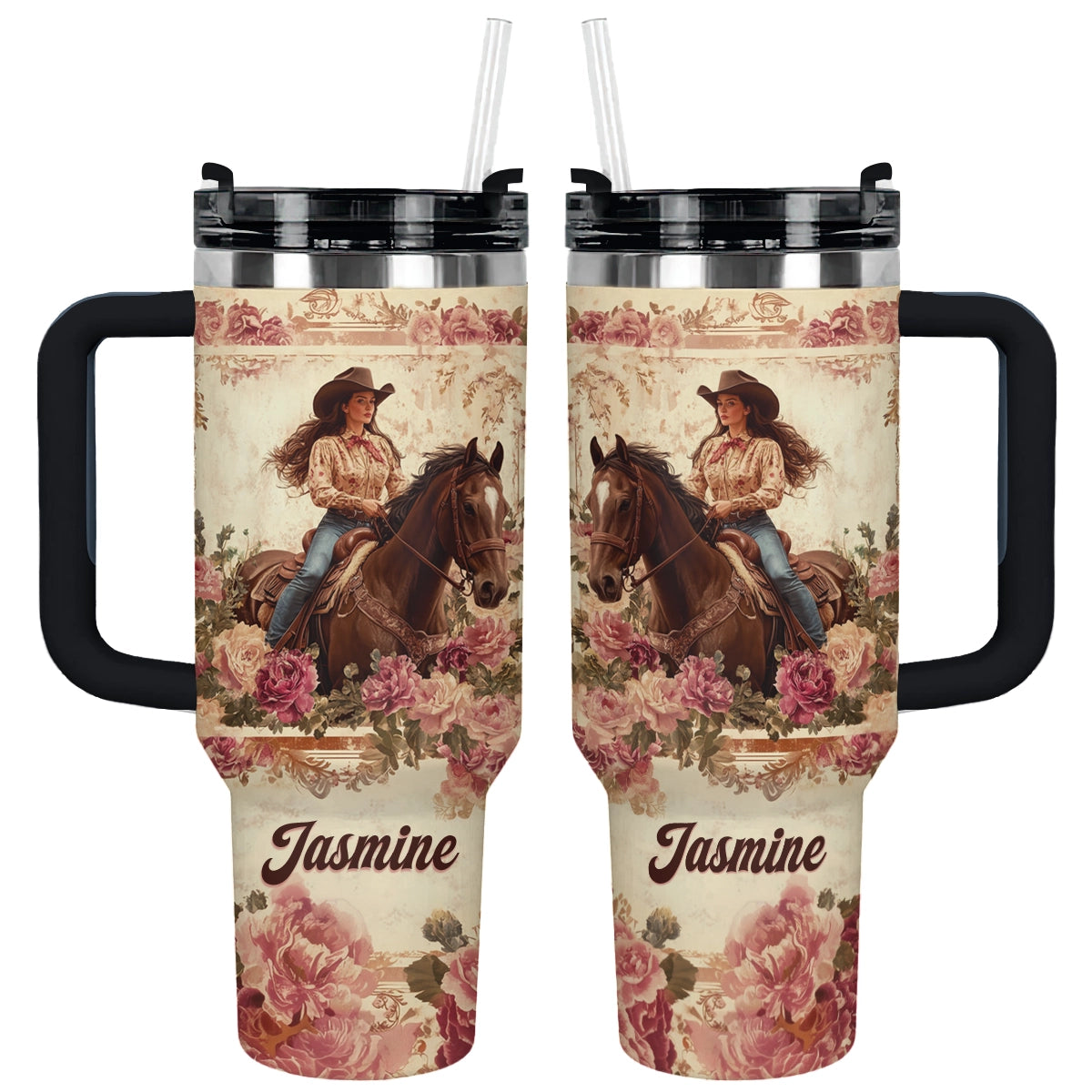 Shineful Tumbler Personalized Wild Rose Cowgirl