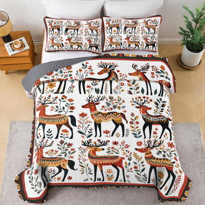 Shineful All Season Quilt 3-Piece Set - Whimsical Reindeer Folk