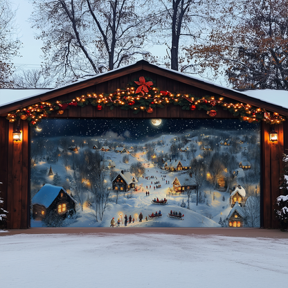 Shineful Garage Door Banner Decoration - Moonlit Village Cheer