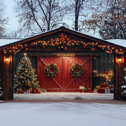 Shineful Garage Door Banner Decoration Christmas Red Barn