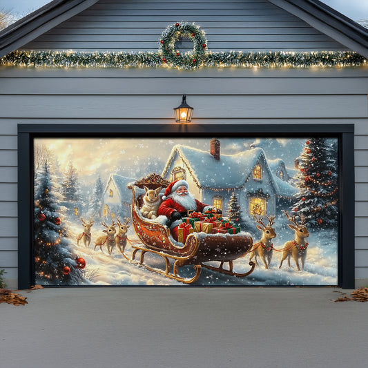 Shineful Garage Door Banner Decoration Magic Sleigh