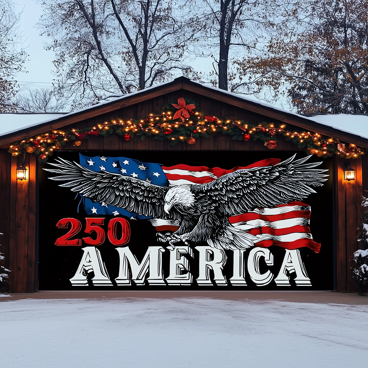 Shineful Garage Door Banner Decoration 250 Years Unbroken