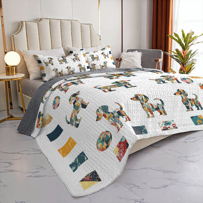 Shineful All Season Quilt 3-Piece Set Playful Dachshund Patch