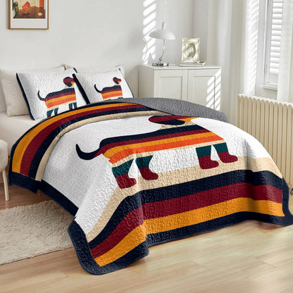 Shineful All Season Quilt 3-Piece Set Striped Dachshund