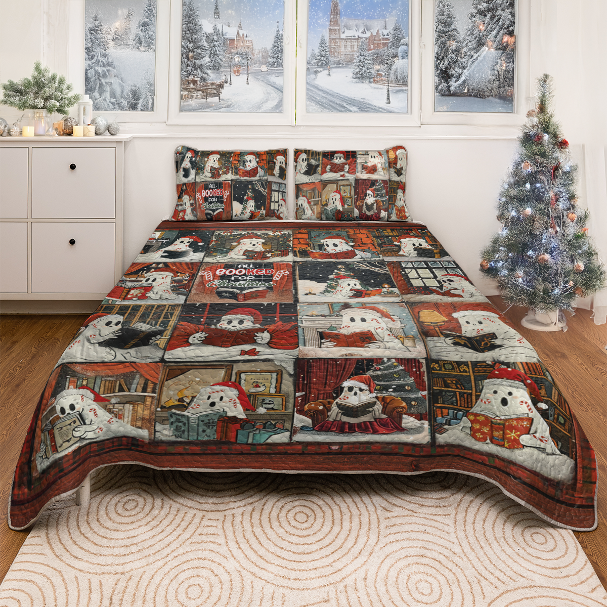 Shineful All Season Quilt 3-Piece Set Christmas Bookish Candy Boo