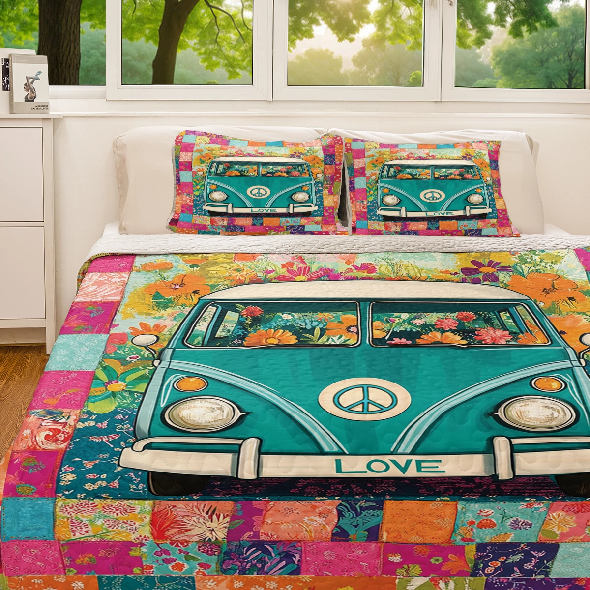 Shineful All Season Quilt 3-Piece Set - Hippie Van Patchwork